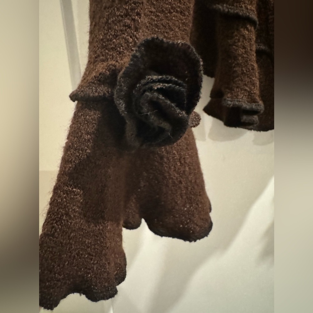 Pink Martini Brown Ruffled Sweater - Picture 4 of 4